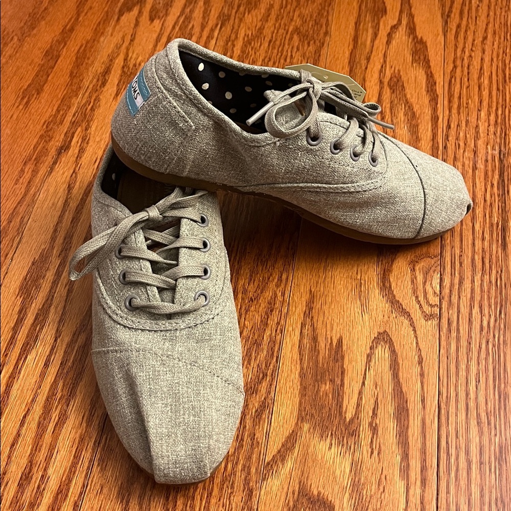 TOMS Cordones Sneakers Grey Hemp Women’s Size 8 - Picture 2 of 4